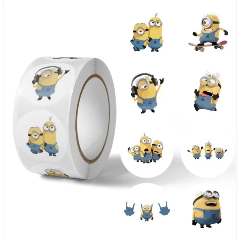 

Новые 500 шт. наклеек: милые мультяшные миньоны в рулоне, для поощрения, для рукоделия, украшения детского сада, подарки на день рождения