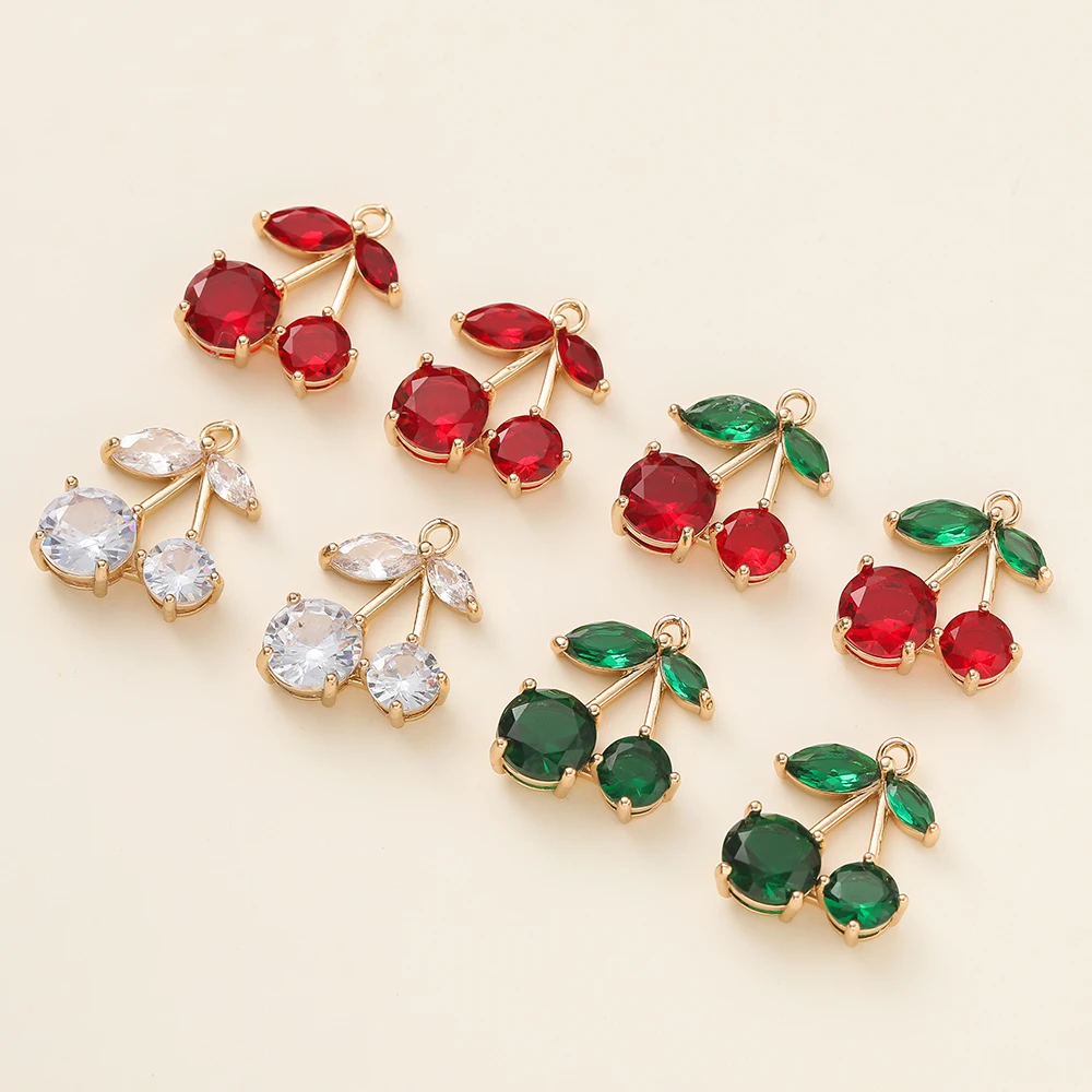 

2Pcs/Pack 18K Gold Color Plated Copper Cherry Shape Charms Pendants for DIY Bracelet Necklace Jewelry Making Accessories