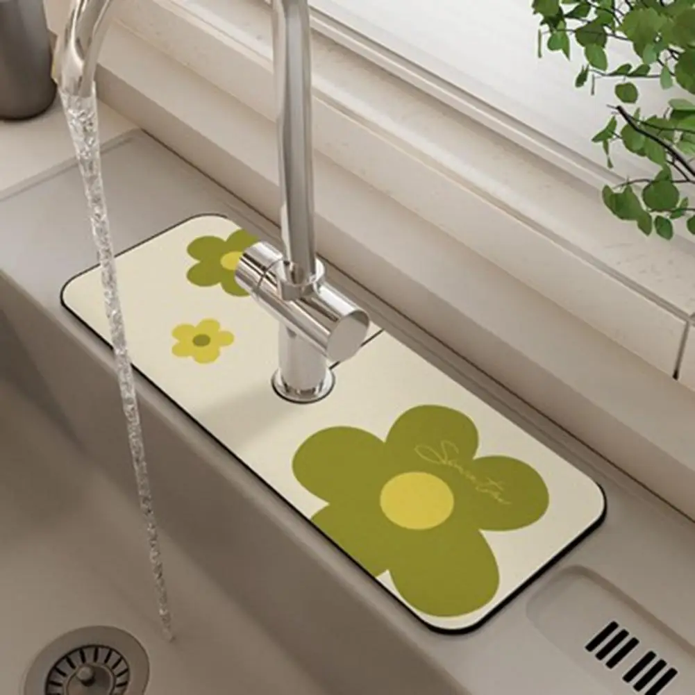 Faucet Splash Mat Wear Resistant Convenient Large Water Absorption Fast Drying Diatom Mud Sink Splash Guard Kitchen Supplies Mat