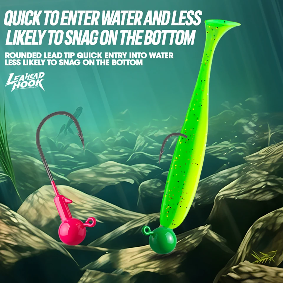 WALK FISH 3Pcs Metal Jig Hooks 3.5g 5g 7g Color Ball Jigging Head Hook Barbed Crank Luminous Shank for Soft Lure Worm Fish hook