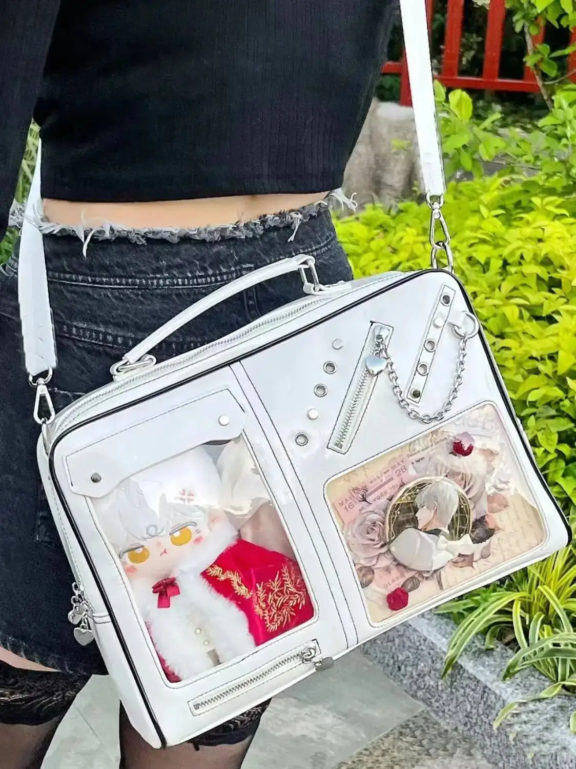 Bloom Haruku White Messenger Packpack Women New Transparent Jk Handle Crossbody Bags Female Lolita Sweet Ita Bag Girls