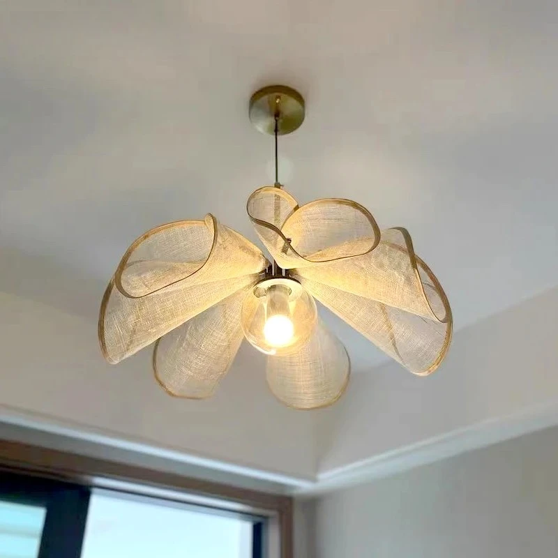 خمر وابي سابي النسيج مُثبتة في السقف ضوء النمط الياباني مصباح معلق لغرفة المعيشة مطعم فندق - إضاءة المزاج