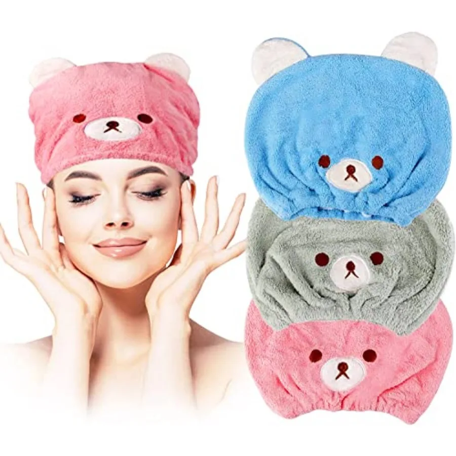 

3Pcs Hair Drying Towel for Girls Soft Absorbent Dry Hair Cap Hair Towel Wrap Head Towel Wraps for