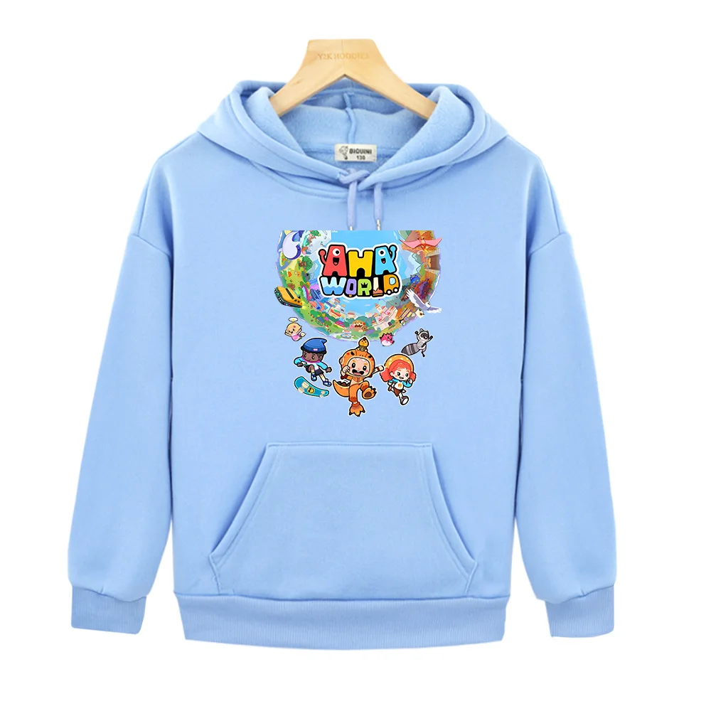 Aha World Dolls Game for Kids Hoodies Autumn Winter New Clothing Cute Boys Girls Pullovers Children Loose Windproof Sweatshirts