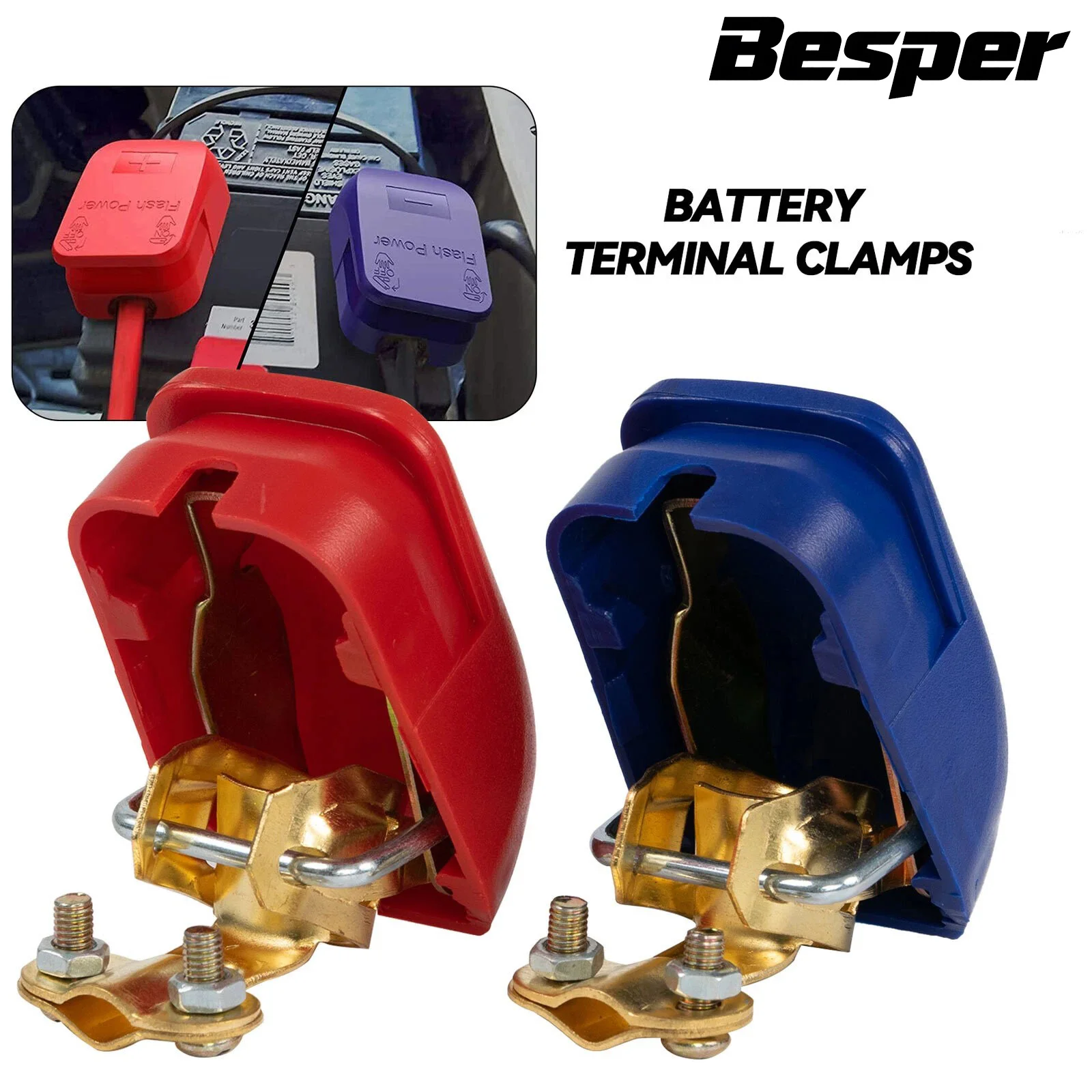 

Комплект разъемов для автоматического аккумулятора — быстроразъемные подъемные зажимы, пара положительных и отрицательных электродов