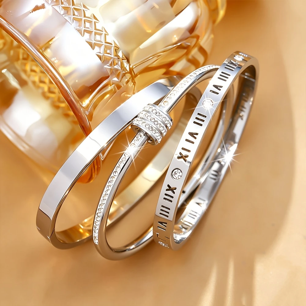 1 Random Stainless Steel Women's Bracelet, Waterproof Bracelet, Suitable for Layering and Various Occasions, Exquisite Wearable Gift, Ideal for Festivals, Parties, and Banquets, Stackable Bracelets
