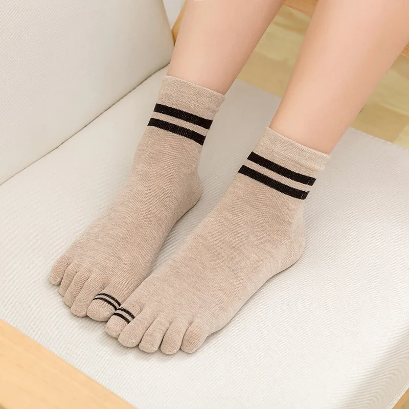 

Striped Socks Women Cotton Five Finger Toe Striped Soft Short Sock Girls Streetwear Patchwork Dropship Female Sox Harajuku Soks