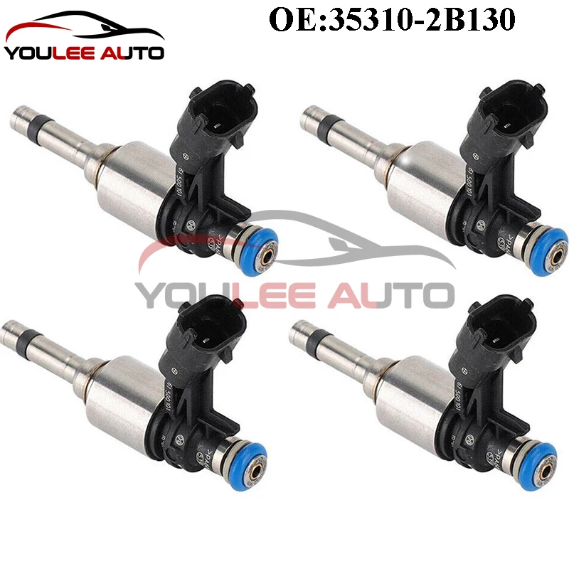 4PCS 35310-2B130 35310-2B110 0261500100 Fuel Injectors For Hyundai Accent Veloster Tucson Kia Rio Soul Optima 1.6L L4 2012-2017