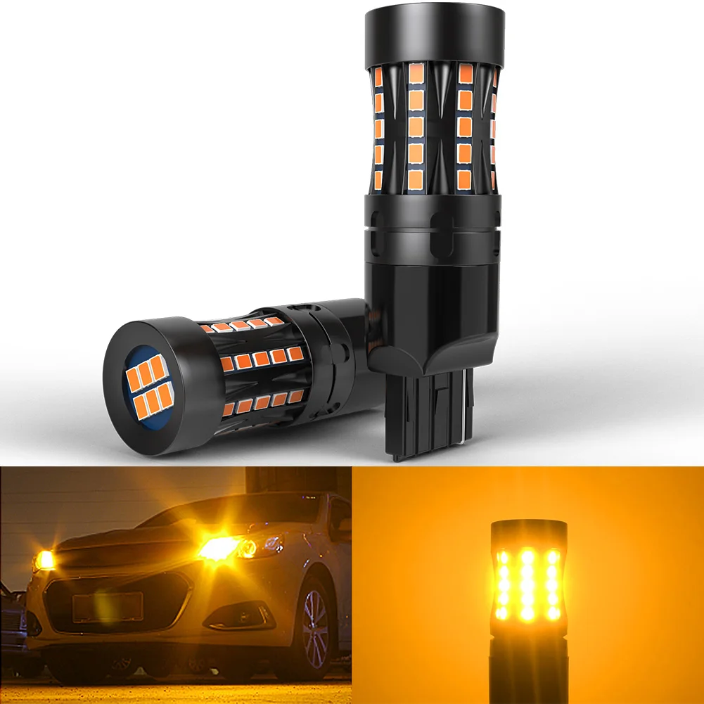 

2Pcs No Hyper Flash T20 7440 LED Canbus W21W WY21W 7440NA LED Turn Signal Light Bulbs Error Free 3020SMD Chips Car Lamp Amber