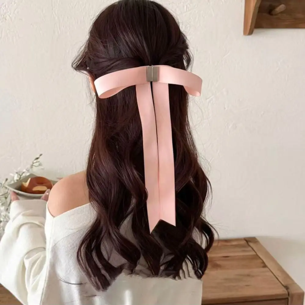 

Strong Hold Magnetic Hair Clip Long Ribbons Bowknot Elegant Hair Accessories No Crease Invisible Hold