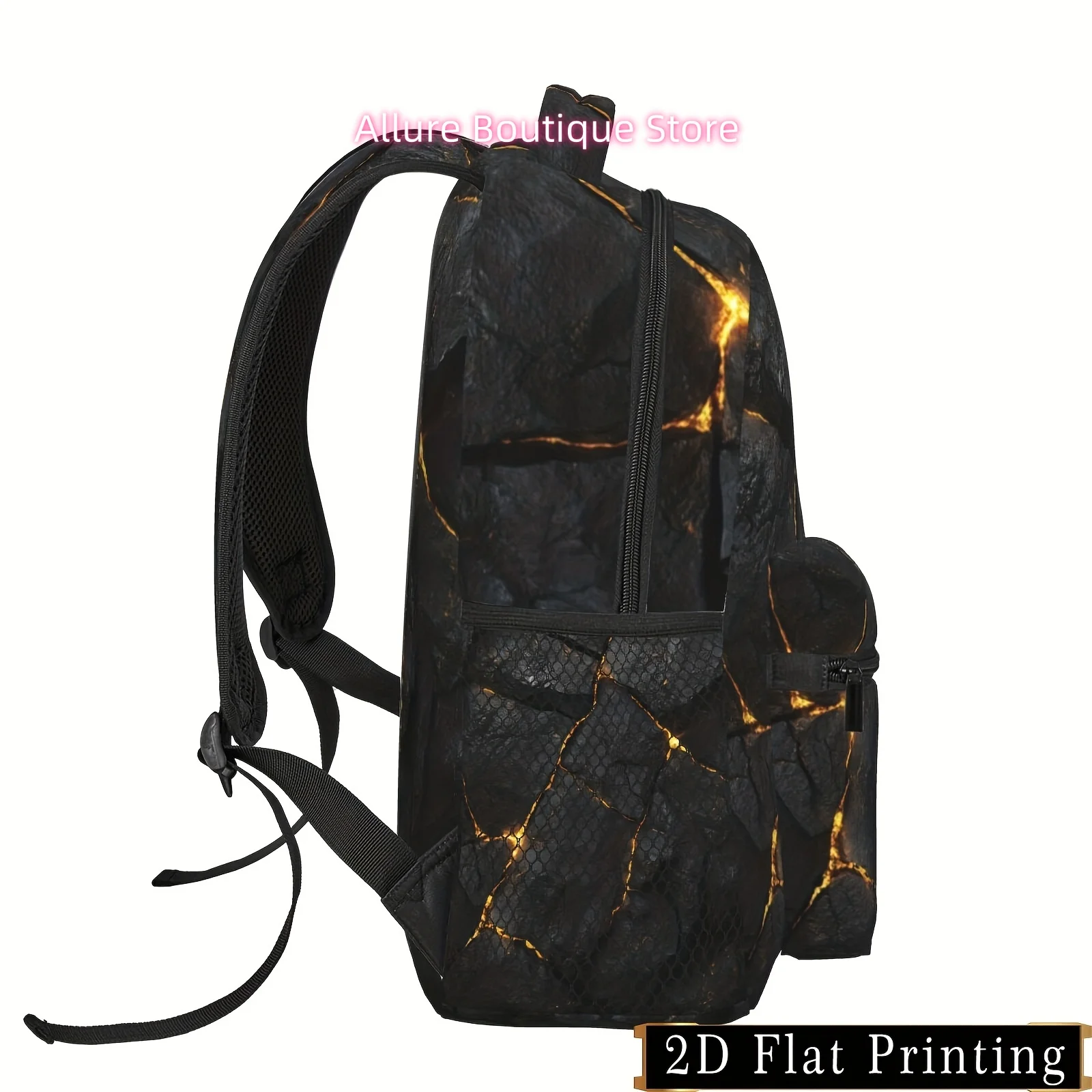 Shattered Stone Pattern Backpack - Lightweight, Durable, Adjustable Strap with Padded Shoulders & Waist Support, Ideal for Stude