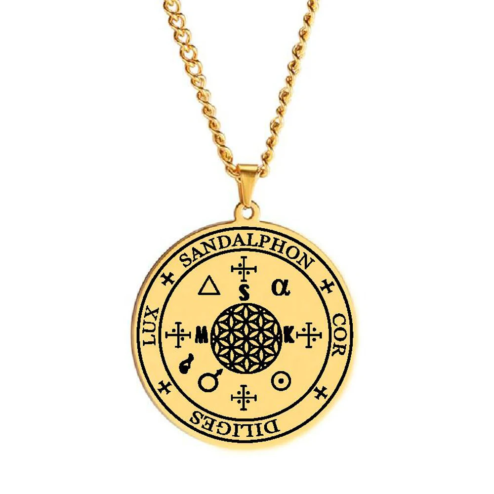 HLSS246 Sandalphon Cor Diliges Lux Archangel Sigil Guardian Seal Kabbalah Talisman Amulet Stainless Steel Pendant Necklace