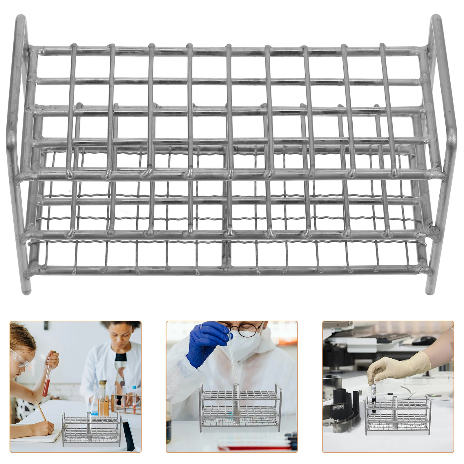 

40Hole Test Tube Rack Laboratory Holder Stainless Steel Multifunctional Storage Organizer for Reusable for Chemistry