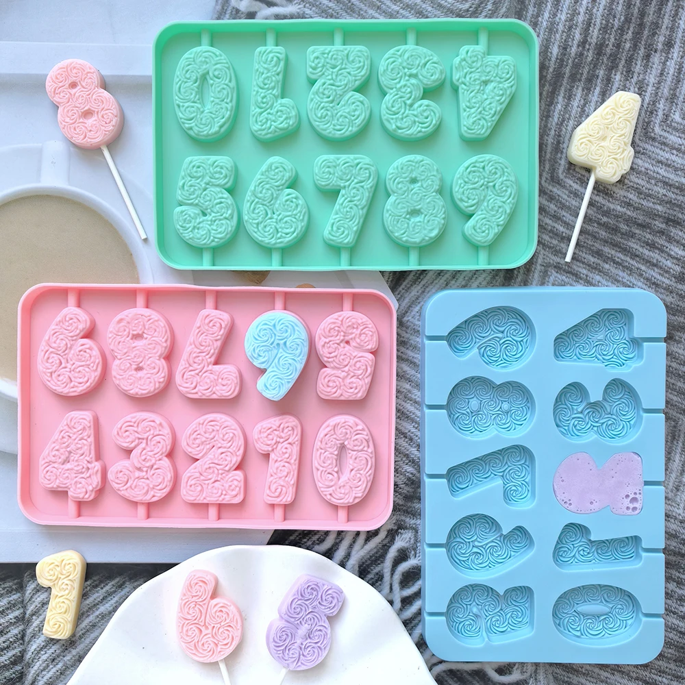 1pc 0-9 Silicone Candy Mold DIY Pattern Digital Candy Mold Candle Candy Chocolate Birthday Cake Ice Cream Decoration