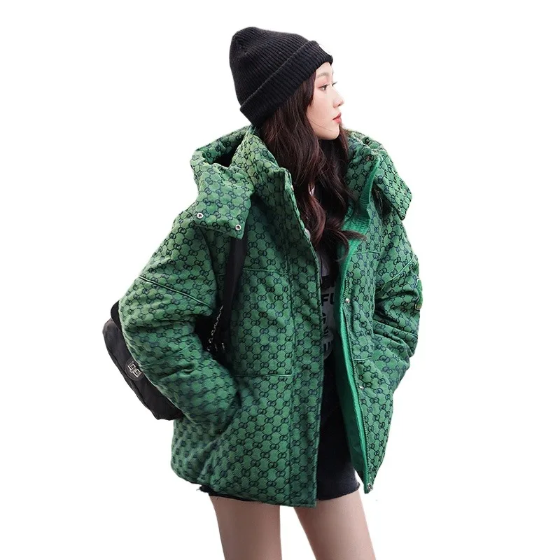 Winter Casual Women's Parkas Coats Vintage Baggy Quilted Jacket Green Padded Jacket Thickened Warm Waterproof Jacket Feminina