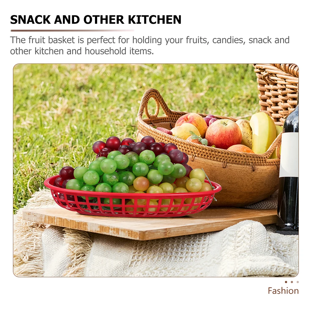 

10Pcs Snack Basket Plastic Multipurpose Decorative Bread Tray Sundries Holder for Kitchen Pantry Catering Container