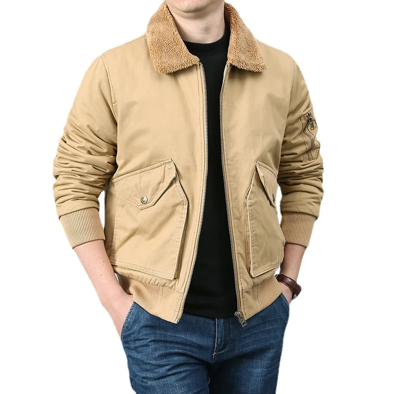 

Clothing Winter Men's Cargo Jacket Men High-quality Lamb Cashmere Jackets Thickened Warm Coat Fashion Casual Jackets Men Fleece
