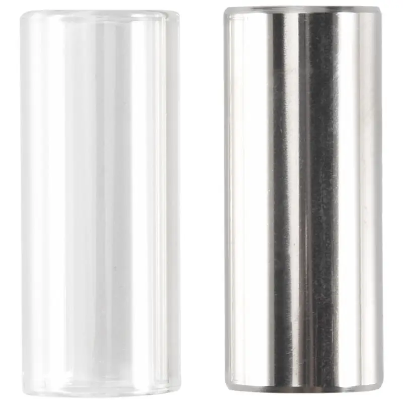2 Pieces Glass Slide And Metal Slide For Guitar, Bass, Medium (6 Cm)-A21R