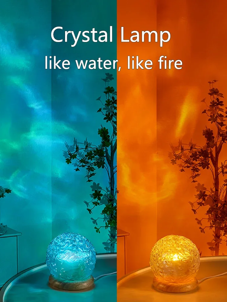 Imagem -04 - Water Ripple Projector Night Light Crystal Mood Lamp Decoração de Casa Quarto Estético Presente de Natal Sunconjunto Lights Novo