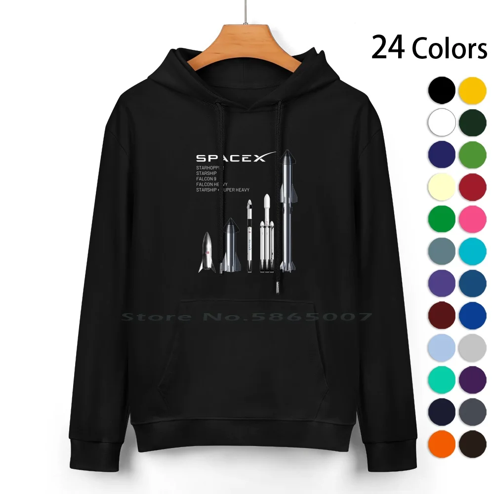 Spacex Rockets-Starship , Falcon Heavy , Falcon 9 Line Up Pure Cotton Hoodie Sweater 24 Colors Spacex Elon Musk Starship Falcon