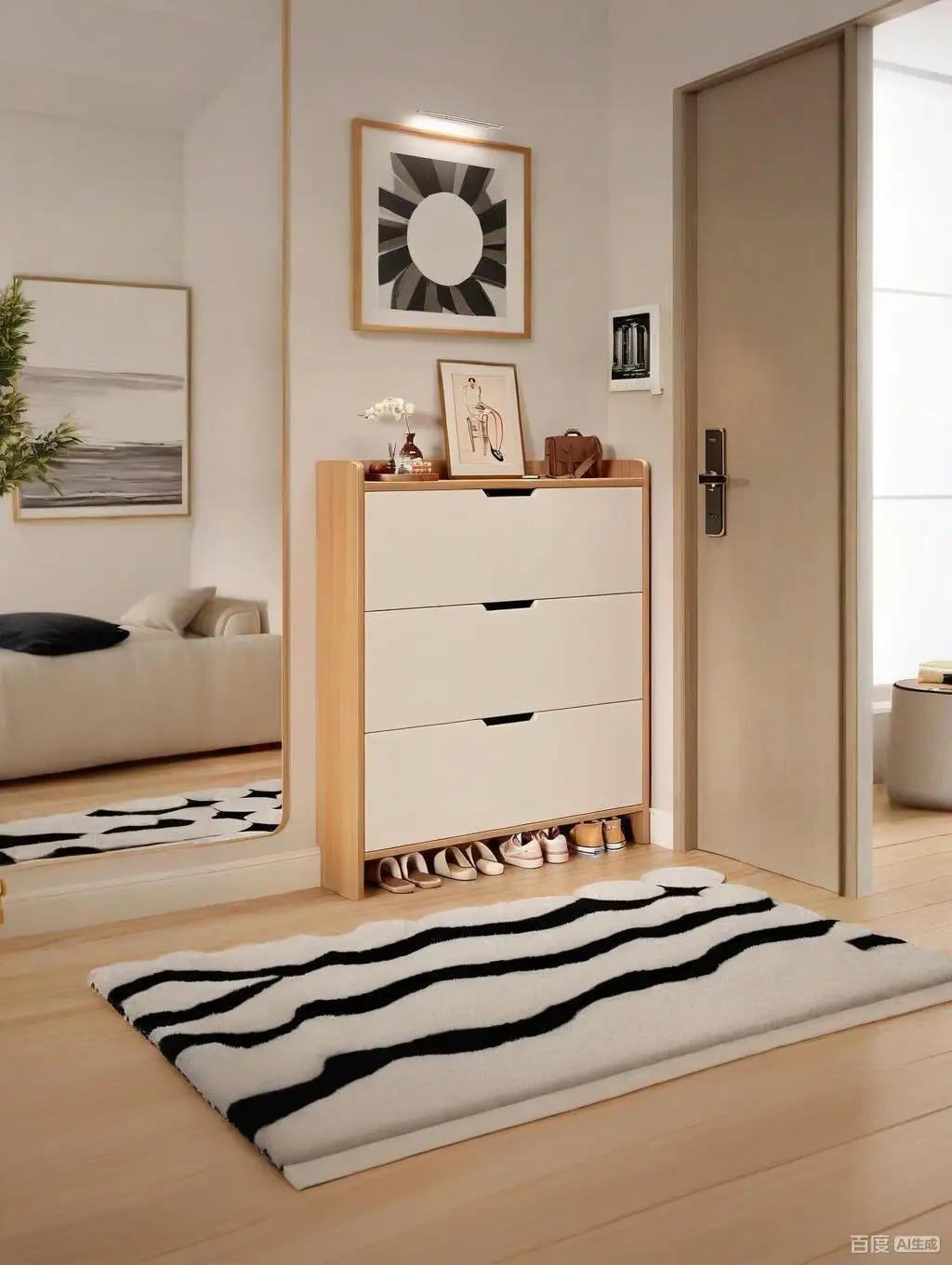 Solid Wood Ultra-Thin Flip Shoe Cabinet, Home Use, Entrance Door, Foyer Storage Cabinet, New Style Wall-Mounted Shoe Rack image 2