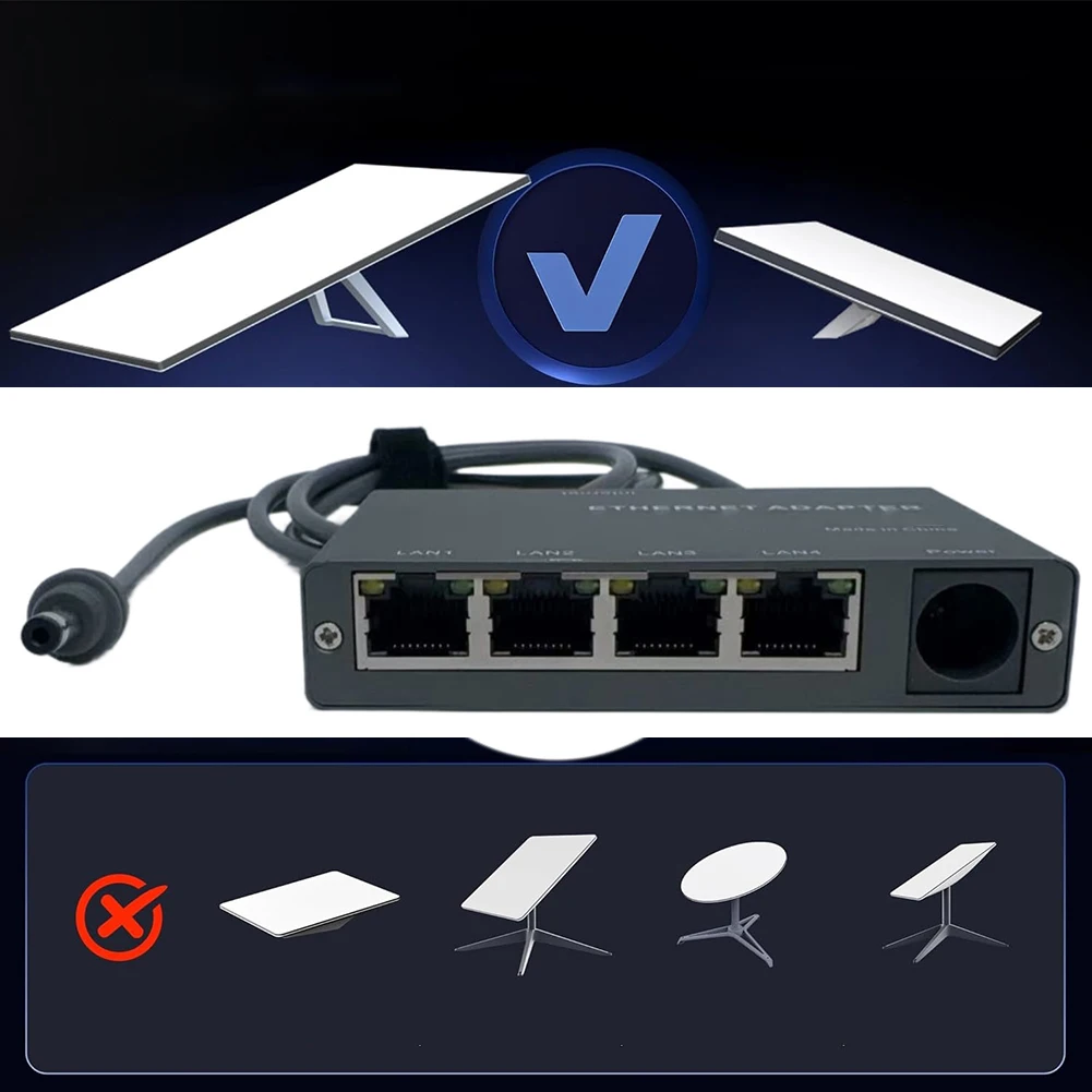 4-Port Adapter Ethernet Adapter Online Gaming 1.64 Feet Cable Fast for internet Connection For Starlink for mini 0.5 Meters