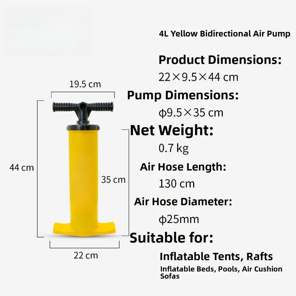 Manual Dual Action Air Pump for Boats Tents Mattresses Pools Rafts Sofas and For Inflatable Outdoor Structures