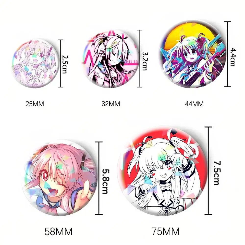 Angel Beats! Yui Cute Anime Girl  75mm 58mm 44mm 25mm Brooch Backpack Hat Pins Accessories Toys Badge