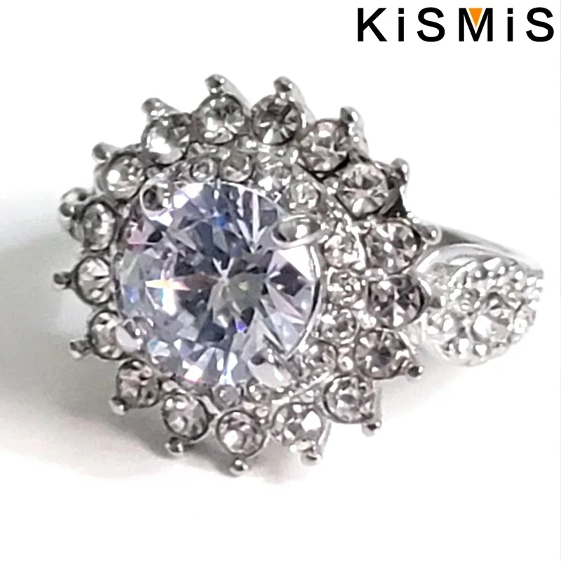 KISMIS 1PC Luxurious Fashion Jewelry for Women Silver Ring Natural Elegant Female Birthday Party Accessories Gift for Girlfriend