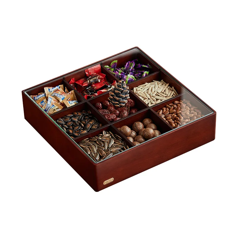 

Good snacks are placed, dried fruits, Jiugongge candy box, household living room coffee table, pastry storage box.