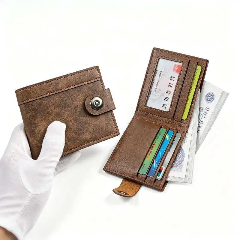 PU-Leder Herren-Kurzbrieftasche, ultradünner Kreditkartenhalter, Multikartenetui, Geldbörse, Business, tragbar, faltbar, Jugendmode-Geldbörse – Detail 3
