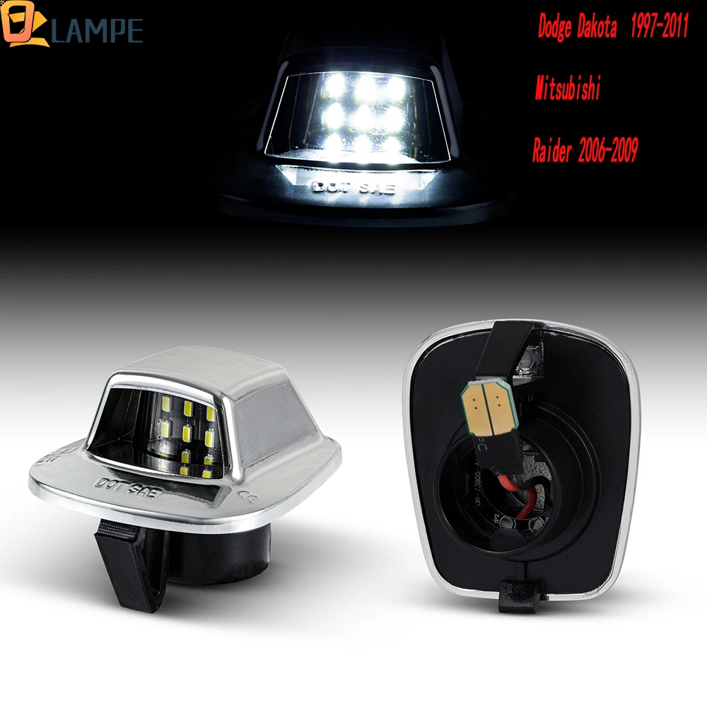 

2pcs Car LED Number Plate Lamp For Dodge Dakota 1997-2011 Mitsubishi Raider 2006-2009 White License Plate Light Assembly