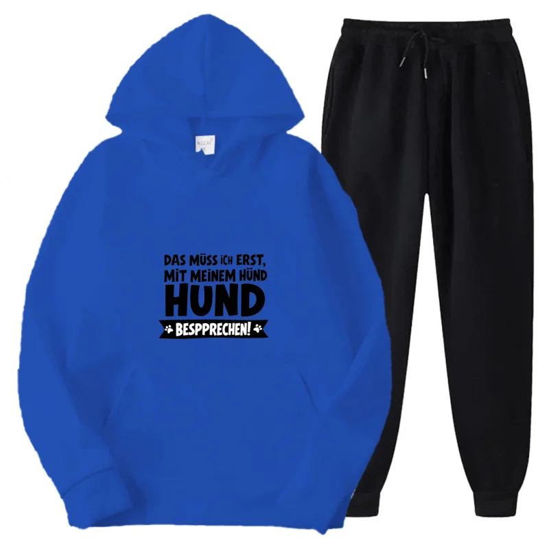 Conjunto de moletom cinza com padrão impresso Texto que eu me discutir esta com meu cão primeiro