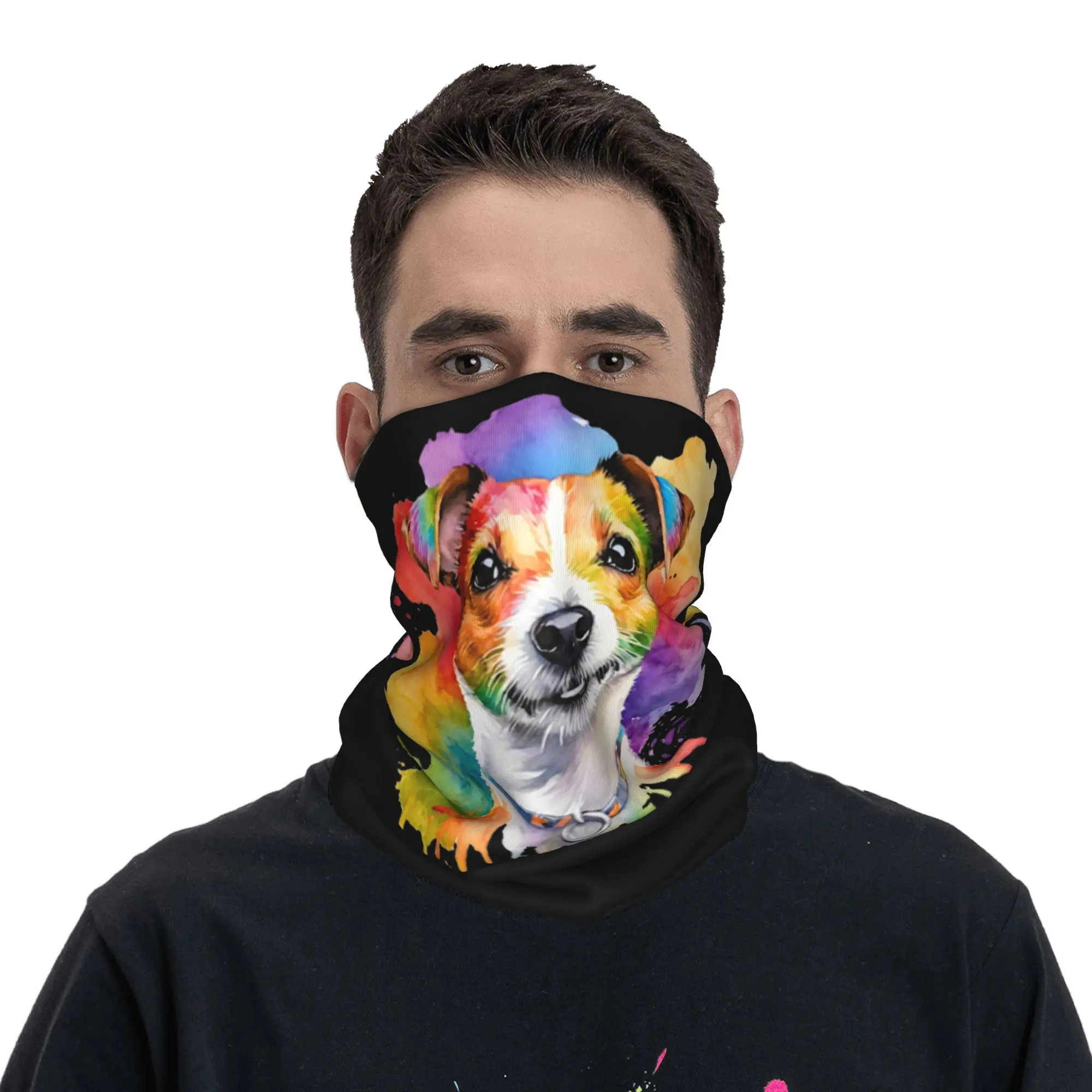 

Jack Russell Terrier Watercolor Portrait Bandana Neck Cover Printed Face Scarf Warm Face Mask Cycling For Men Women Adult