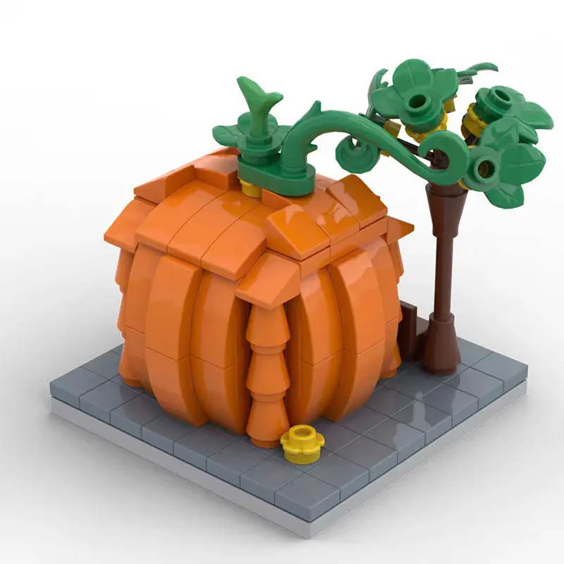 MOC الإبداعية اليقطين منزل كتل تجميع الجسيمات الصغيرة DIY بناء هالوين هدية نموذج لعبة عطلة