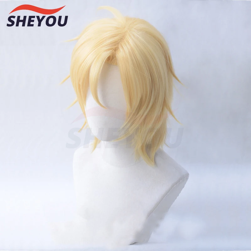 Anime Banana Fish Ash Lynx Wigs Aslan Jade Callenreese Golden Heat Resistant Hiar Synthetic Cosplay Wig + Wig Cap