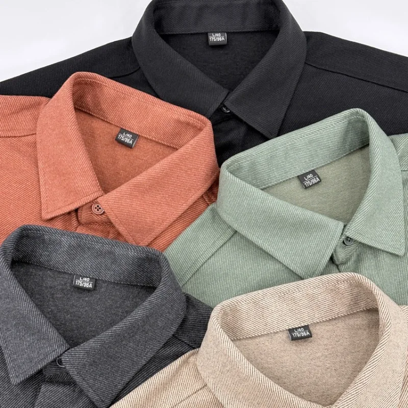 

Men's Long Sleeve Dress Shirt Arrival Solid Color Twill Texture Soft Comfortable Casual Business Shirt