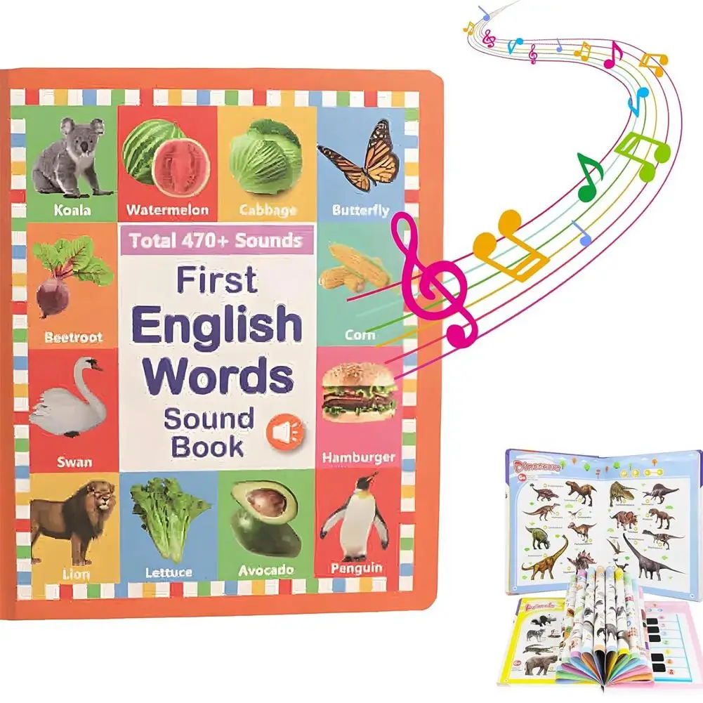

First English Words Sound Book for Babies & Toddlers, My First English Sound Toy Early Learning Book Fun Word Game for Language