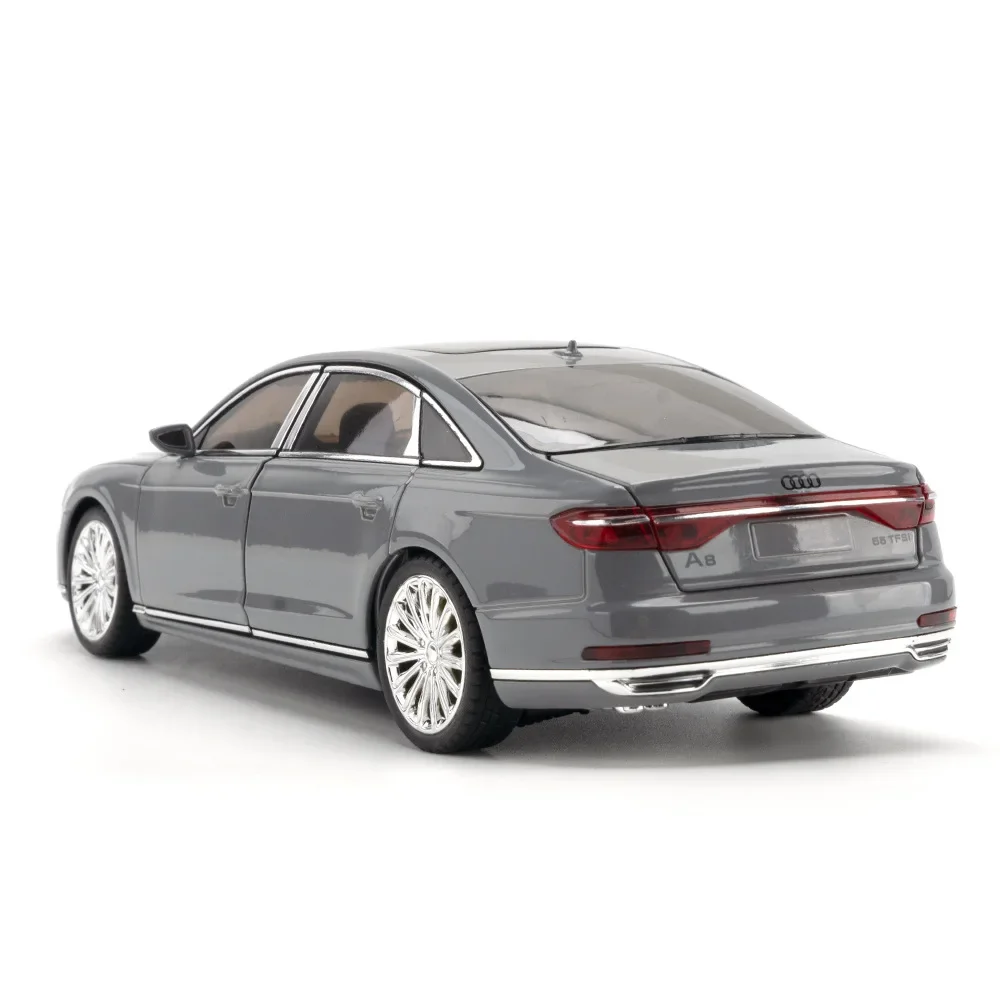 1:24 Audi A8 Diecast Alloy Metal Toy Car Miniature car Model Pull Back Sound & Light Doors Openable Collection Gift For Boy C186