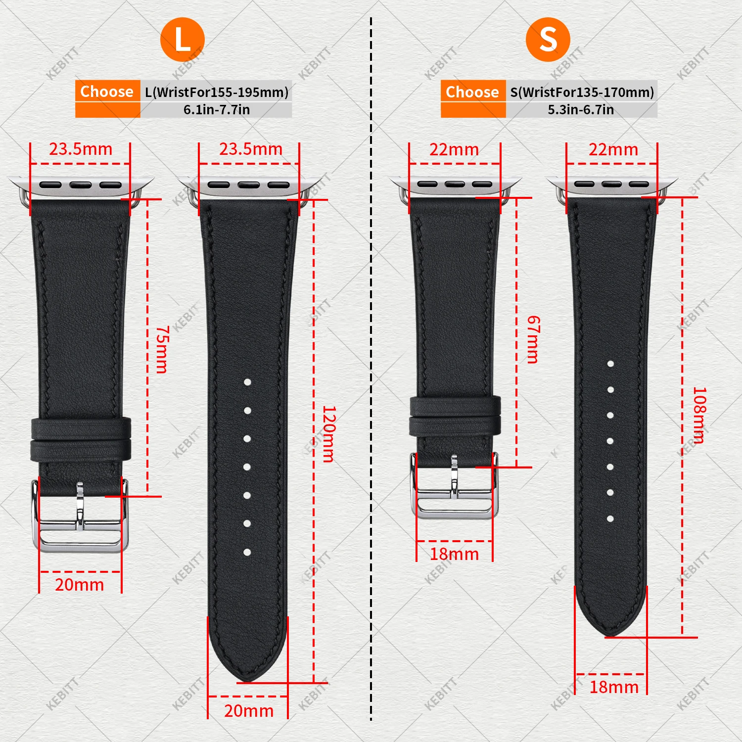 Kebitt Small Wrist Big Size Band According Choice S L For Apple Watch 11 10 Strap Iwatch 46 42 41 45 49mm Bracelet