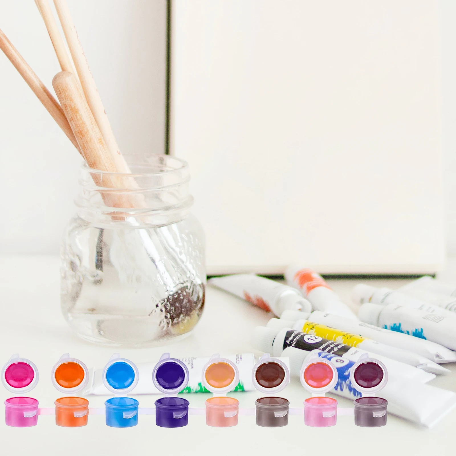 

40pcs 3ml 8-Cell Paint Box Oil Acrylic Gouache Storage Container with Lids Mini Plastic for Pigment Powder Beads