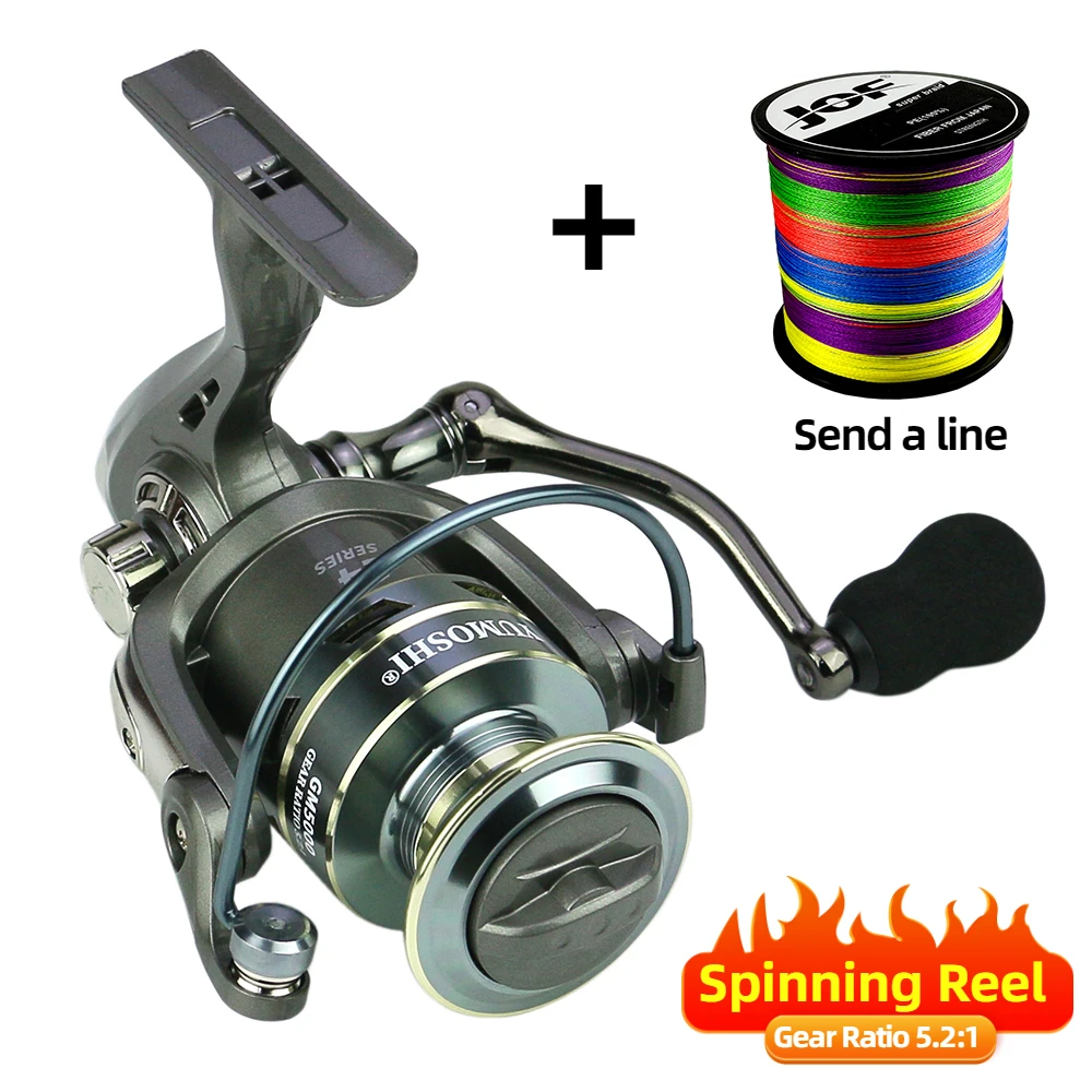 

Spinning Reel 1000-7000 Series Carp Fishing Reel Gear Ratio 5.2:1 Front Brake System Fishing Tools + Line Metal for All Waters