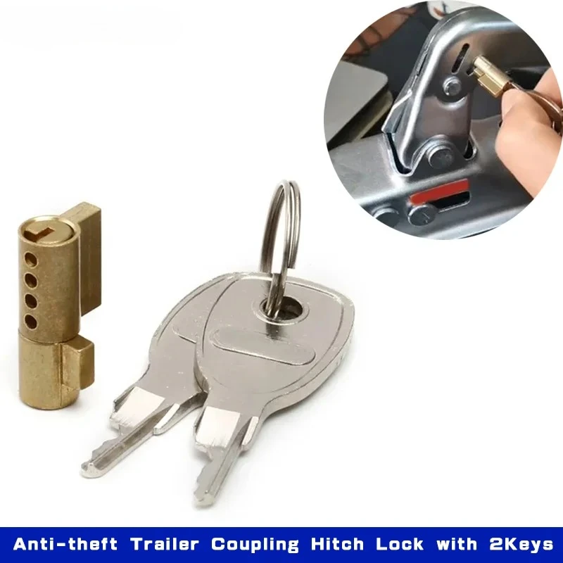 

Противоугонный замок сцепного устройства прицепа с 2 ключами, вставленная безопасность для караванов, автофургонов, грузовиков, лодок, муфта, медный цилиндр замка