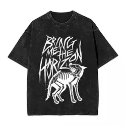 Men Women T-Shirt Bring Me The Horizons Washed T Shirts Trend The Dog Rock Music Band Metal Tees Print Cotton Clothes Plus Size