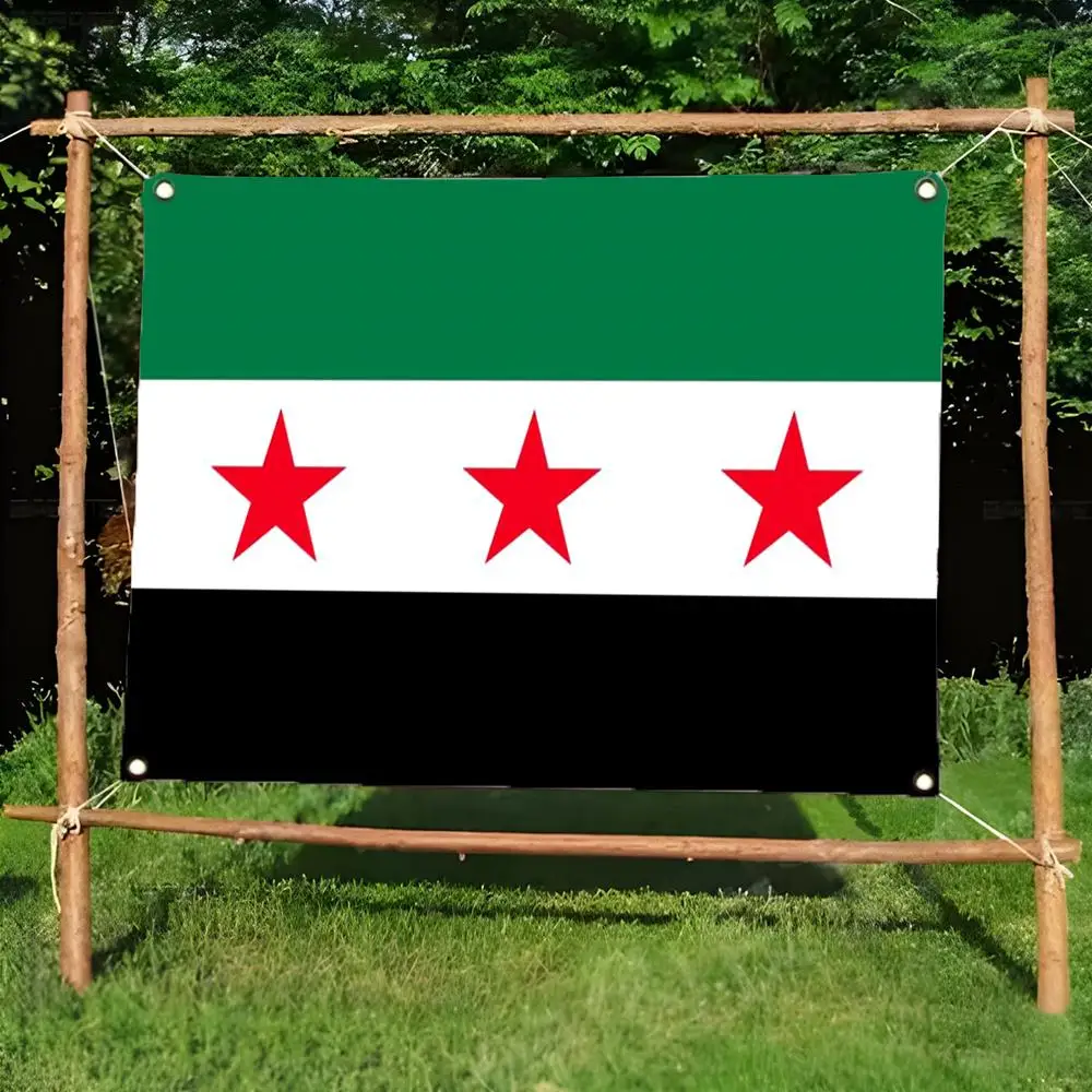 Syria Flags Daily four ring borderless design indoor outdoor decor easy hang install