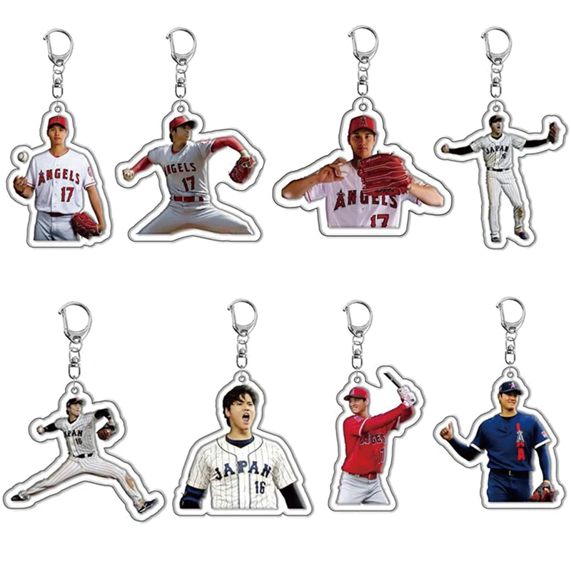 Shohei Otani Baseball Player Keychain Figure Pitcher Acrylic Cosplay Anime Keyring Bag Pendent Accessories Fans Props Gifts