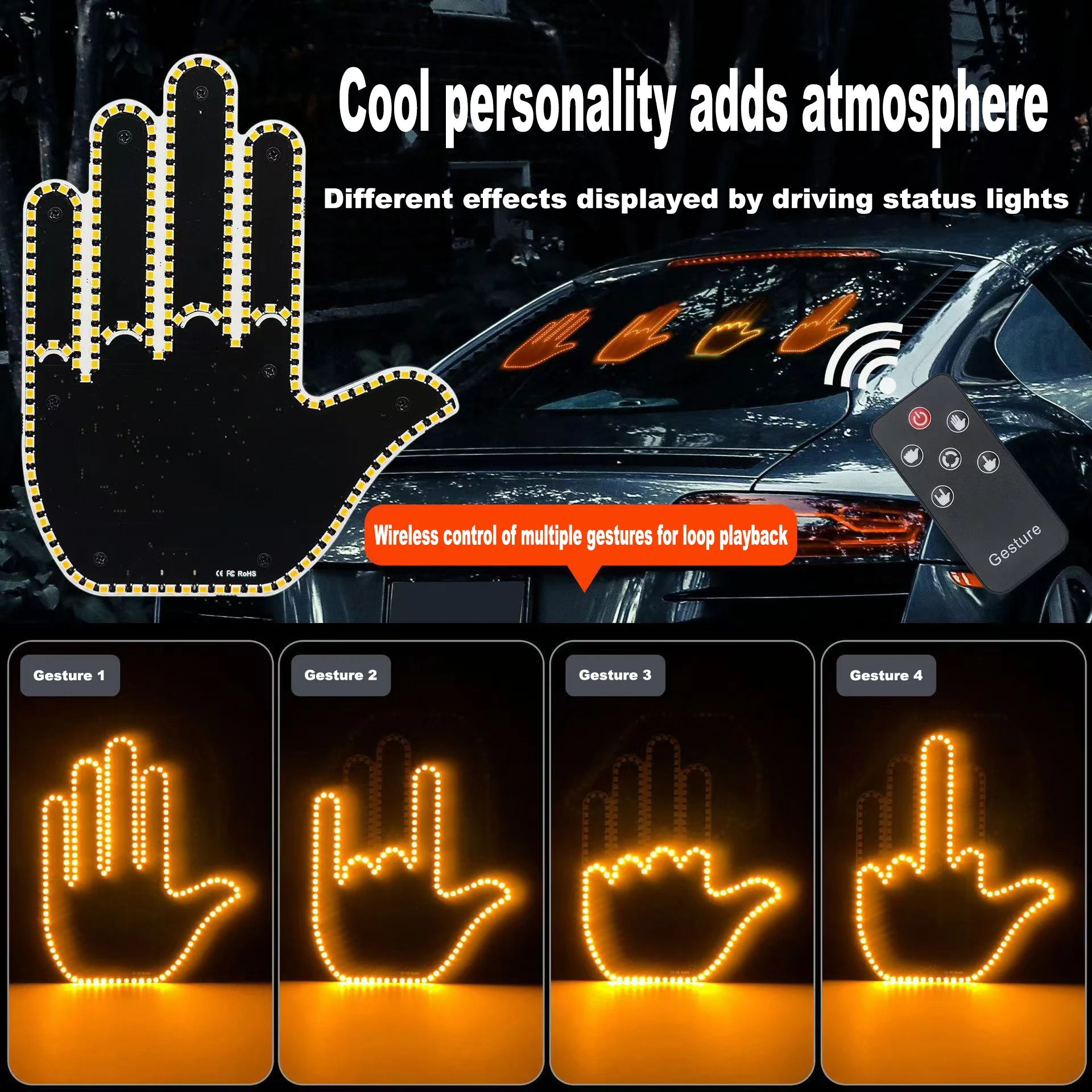 

Automotive LED gesture lights, warning lights, multi gesture and multi-mode switchable atmosphere signal lights