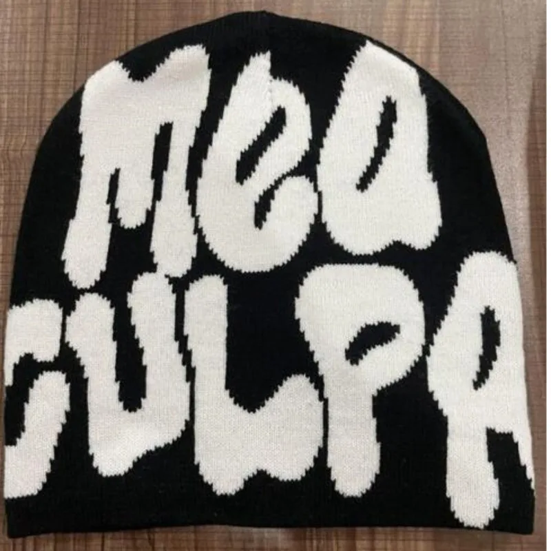 Magas légnyomású levegő minőségű beanie számára Menő Komló Kötött meaculpa Nők majd férfiak y2k stílusú beanies