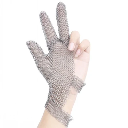 1Pcs Cut-Resistant Glove Hand Protection Stainless Steel Rings 5-Finger / 3-Finger Anti-cutting Glove