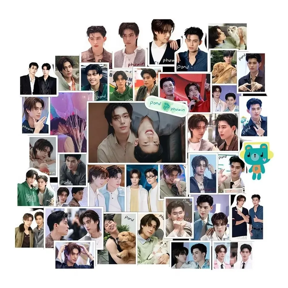 40Pcs Thai Celeb PondPhuwin & SkyNani Stickers, Waterproof Vinyl Decals, Multi-use Decor for Phone, Notebook, Suitcase Fan Gift